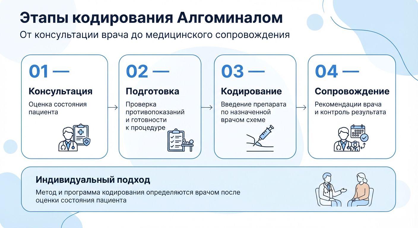 Кодирование препаратом «Алгоминал» в Волхове инфографика
